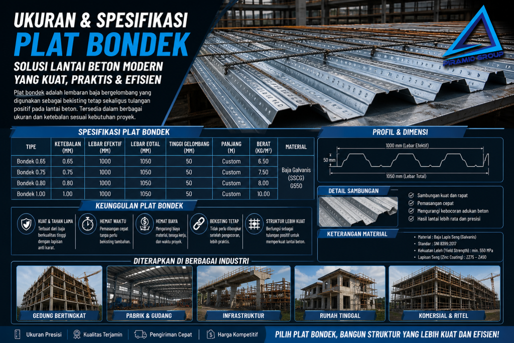 Ukuran & Spesifikasi Plat Bondek